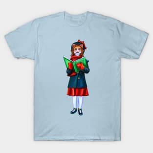 Christmas Caroler Ginger Cat T-Shirt